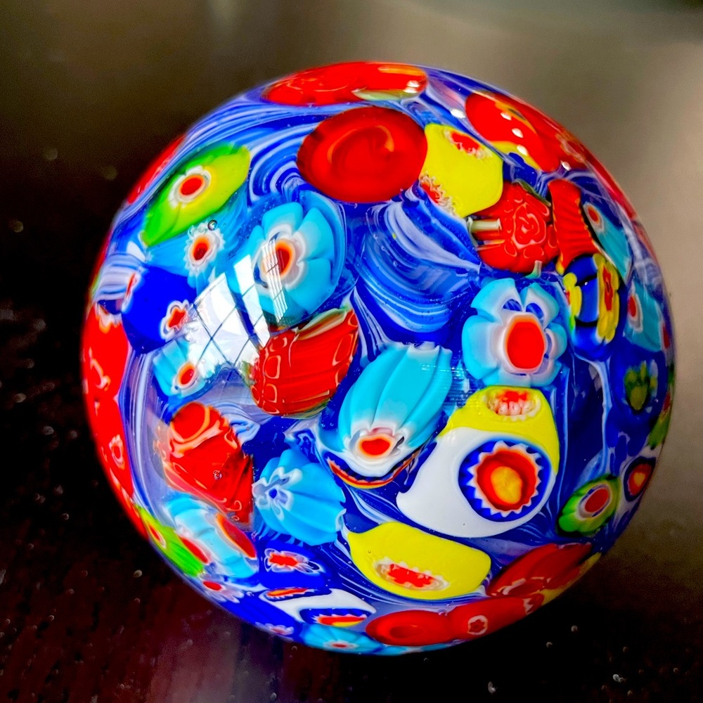 Vintage Millefiori Large Art Glass Paperweight Venetian Murano Excellent Cond!